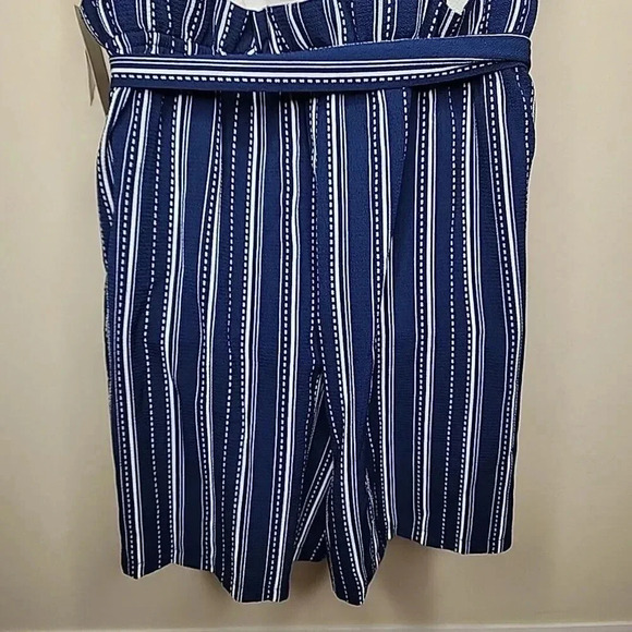 Lily Rose Juniors Paperbag Romper Cami Top Size XL Navy Blue White Resort NWT - Picture 8 of 14